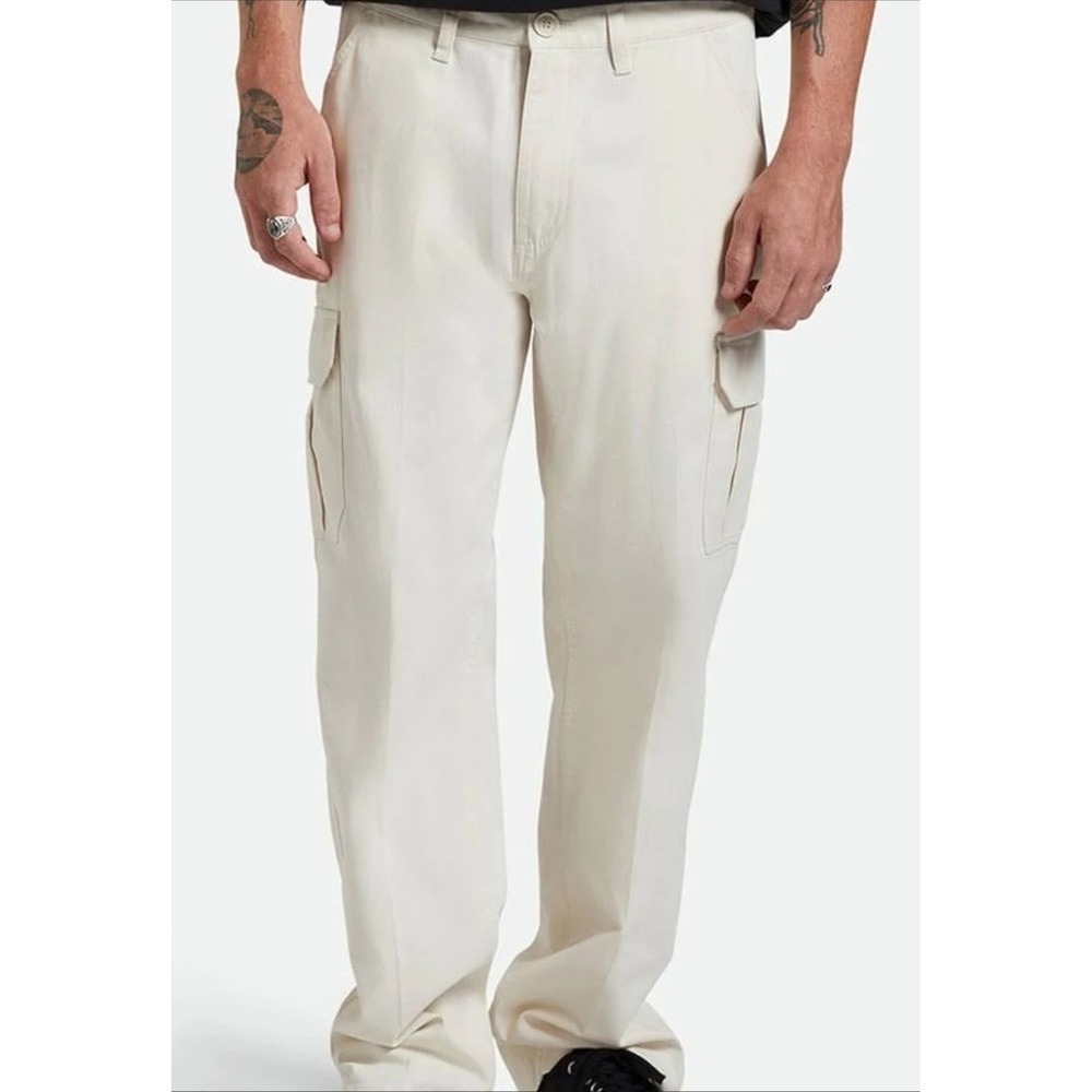 NWOT Men's Brixton Vintage Brushed Cargo‎ Pant Size 31x31 Natural Relaxed Fit